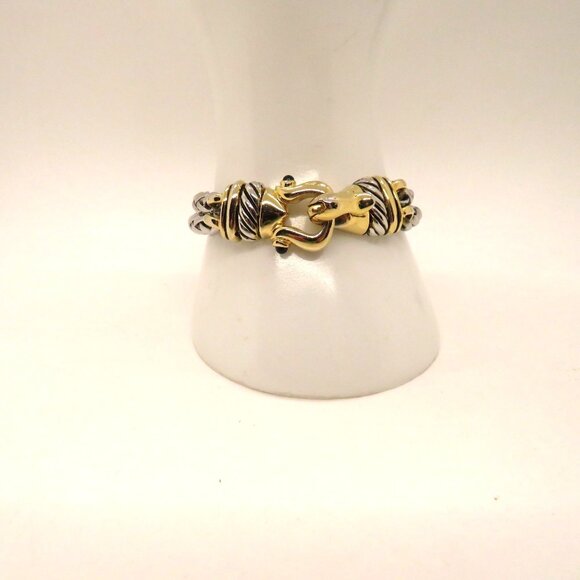 Vintage Bracelet Gold Silver Tone Hook Magnetic Clasp  Woven Chain Design - Picture 5 of 16